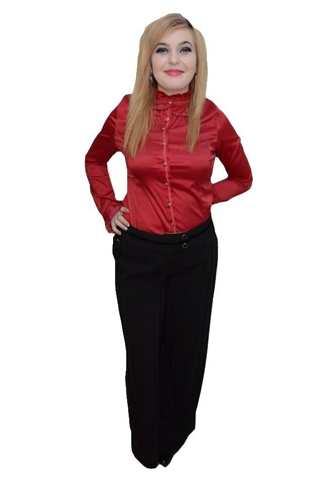 Pantaloni lejeri din stofa, model usor evazat,D&J Exclusive, Negru, 46