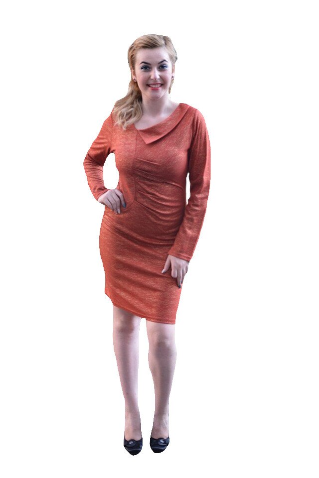 Rochie rafinata cu fir auriu in tesatura,D&J Exclusive, Portocaliu