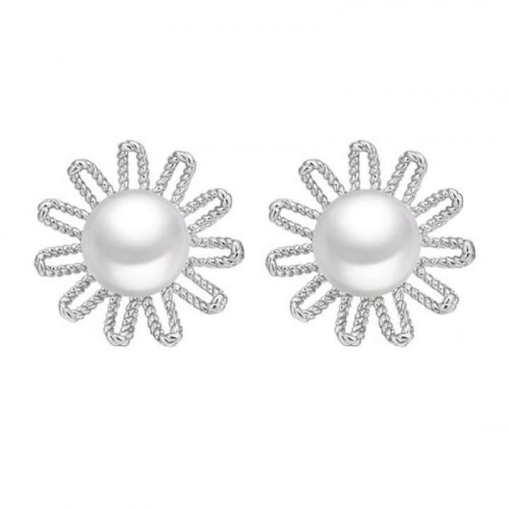 Sunshine ezüst fülbevaló, nap/virág minta