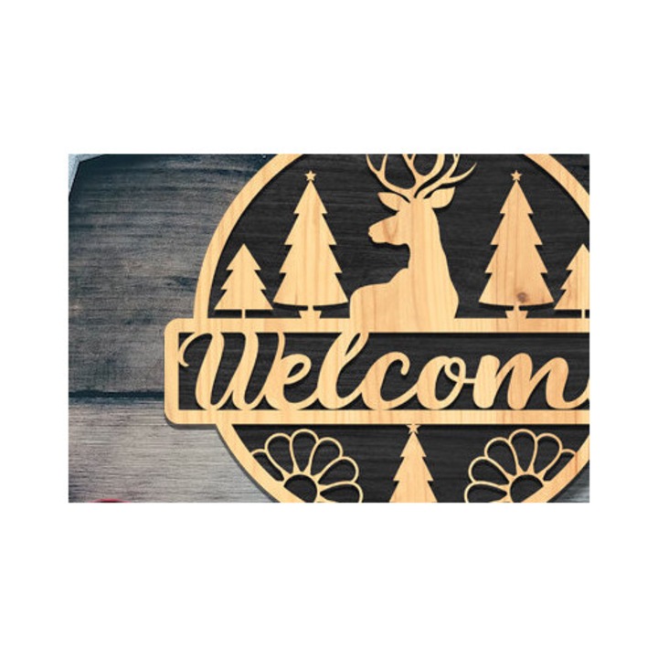 Placa decorativa din lemn cu laser pentru usa, Intrahome, 3mm-4mm, 15x15cm