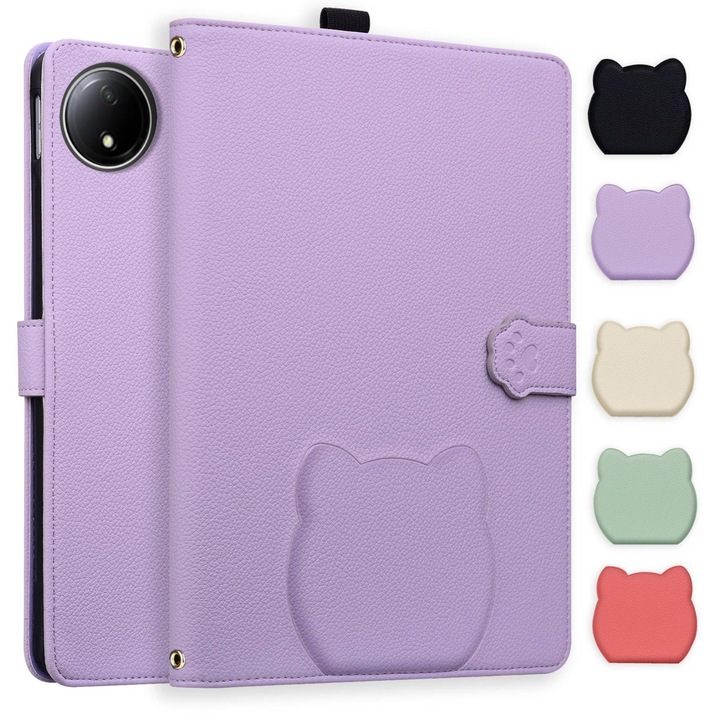 Husa tableta Xiaomi Redmi Pad SE 8.7, Cat Skin-feel, Litchi Piele, Violet