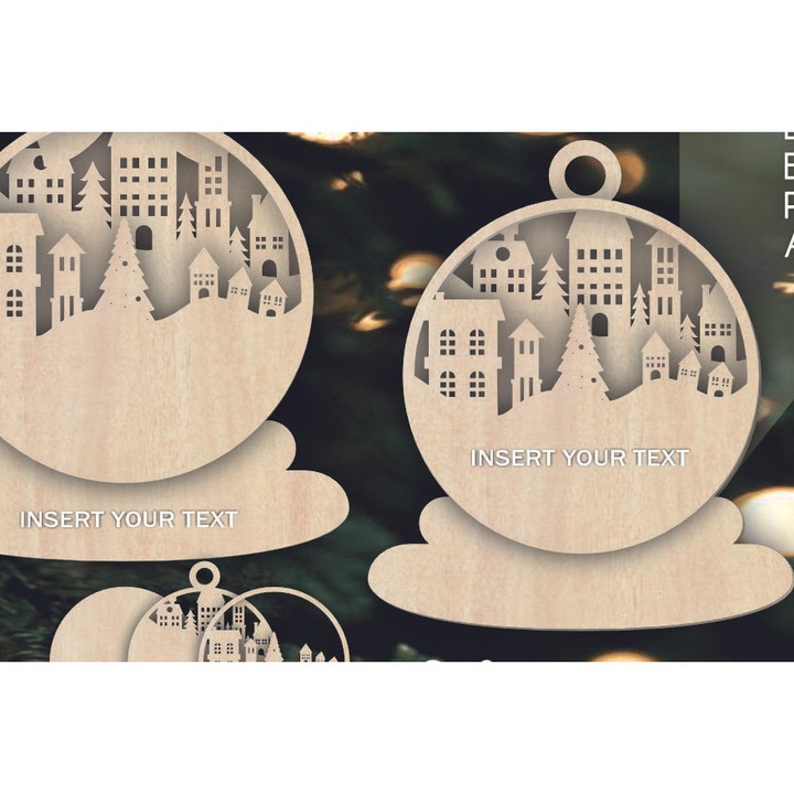 Set de artizanat, Intrahome, Christougenniatiko Winter City, plywood 3mm-4mm, 6x6cm