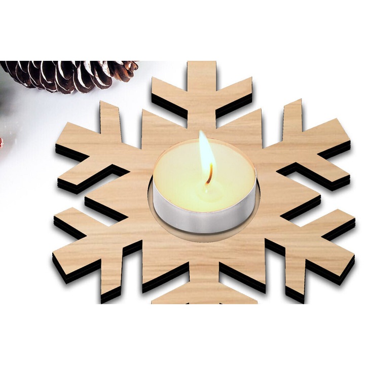 Suport lumanari, Intrahome, Keropegio Christougenniatikou Cheimerinou, plywood 3mm-4mm, wenge, 15x15cm