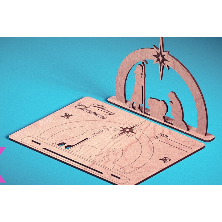 Felicitari din lemn taiate cu laser, Intrahome, 15x15 cm, grosime 3mm-4mm, set