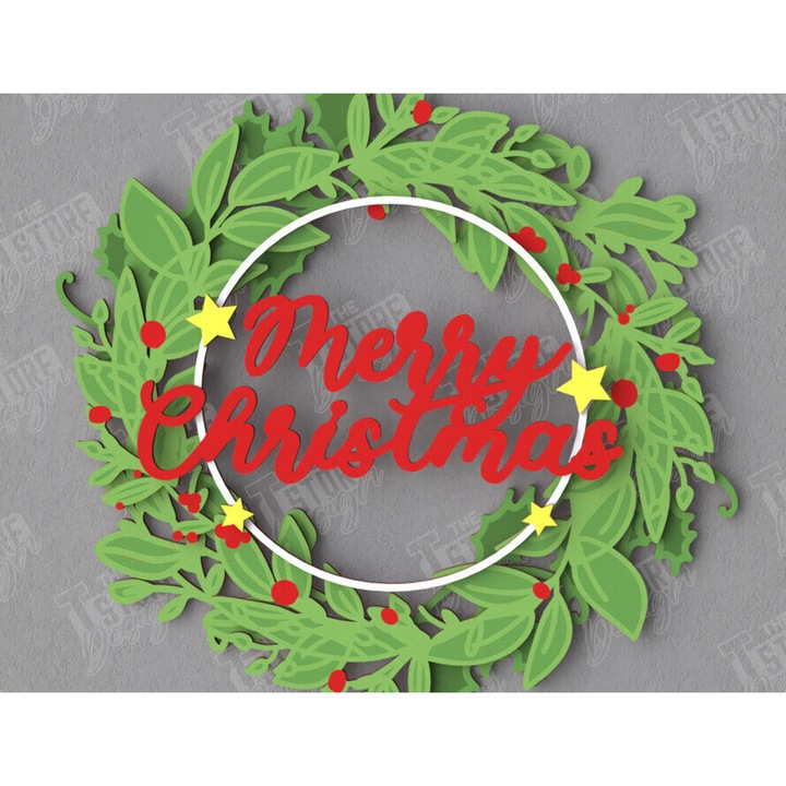 Decoratiune de Craciun din lemn, Intrahome, 3mm-4mm, wenge, 15x15cm