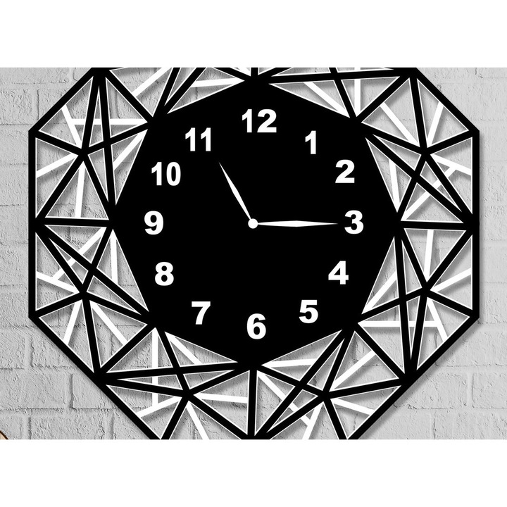 Ceas decorativ, Intrahome, rola cu laser, 15x15 cm, din plywood 3mm-4mm