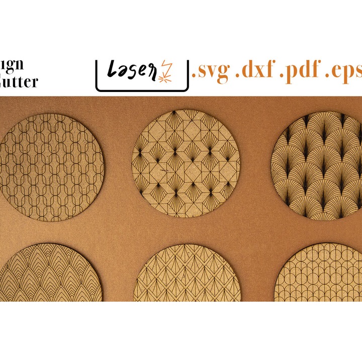 Suporturi bauturi set, Intrahome, file deco cercuri, din plywood 3mm-4mm, dimensiuni 30x20cm