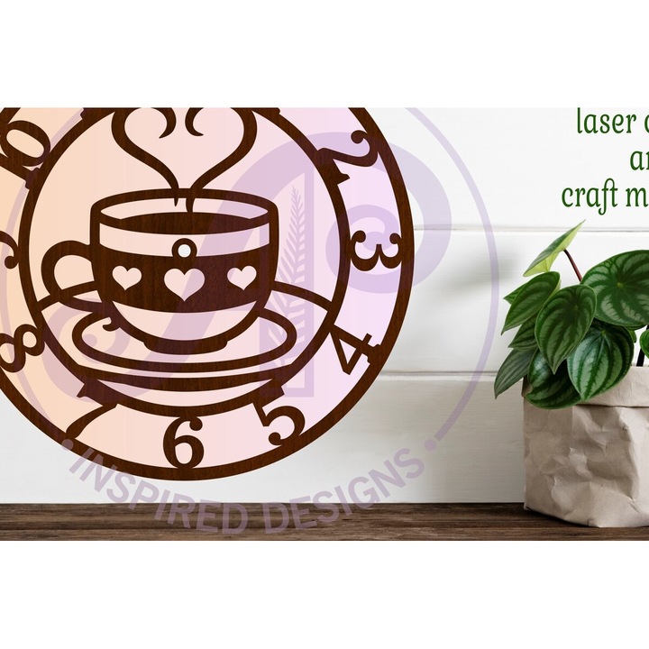 Ceas decorativ Intrahome, Phlitzani, 30x20cm, din plywood 3mm-4mm, ideal pentru proiecte DIY