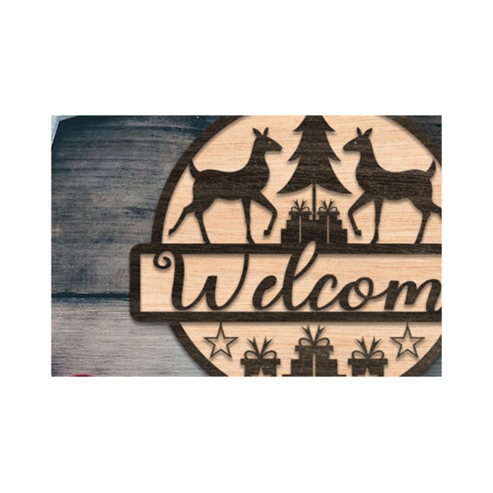 Placa decorativa de Craciun din lemn plywood 3mm-4mm, Intrahome, 15x15 cm