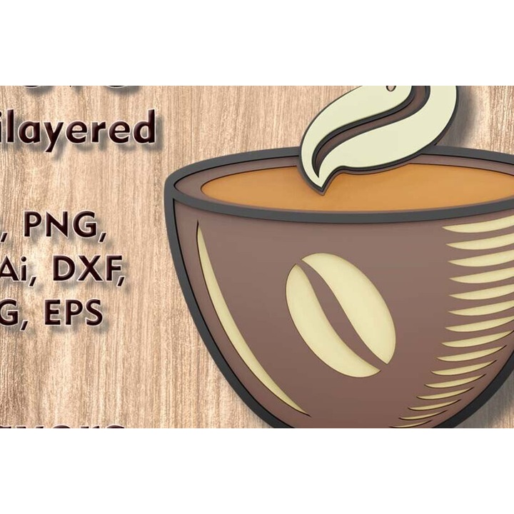 Koupa kaphe 3D Polystromatika, Intrahome, plywood 3mm-4mm, 9x7cm, set