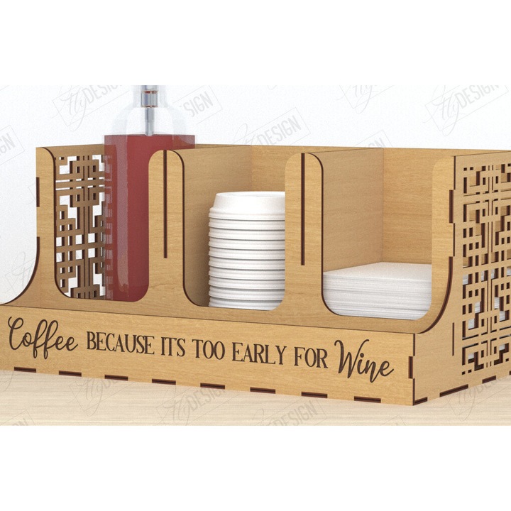 Organizer desktop din lemn, Intrahome, 20x20cm, pentru siropi si cafea, 3mm-4mm