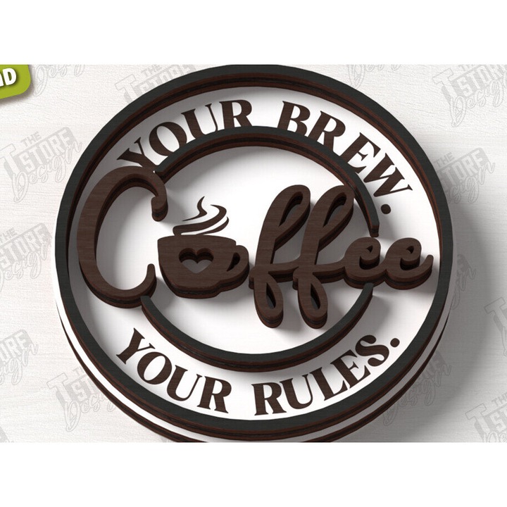 Semn de cafea din lemn, Intrahome, 30x20 cm, 3mm-4mm, pentru decorare DIY