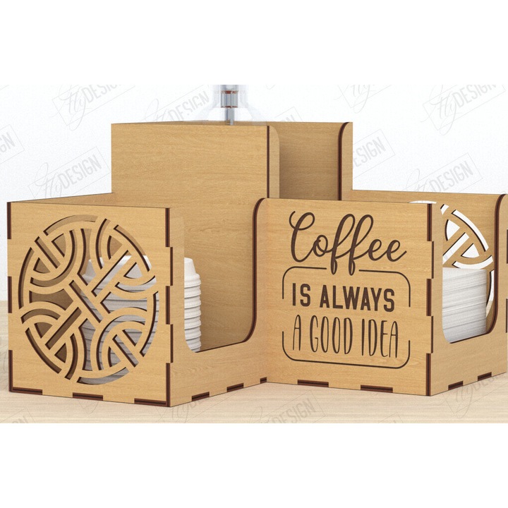 Organizer desktop din plywood, Intrahome, 20x20cm, ideal pentru DIY, 3mm-4mm