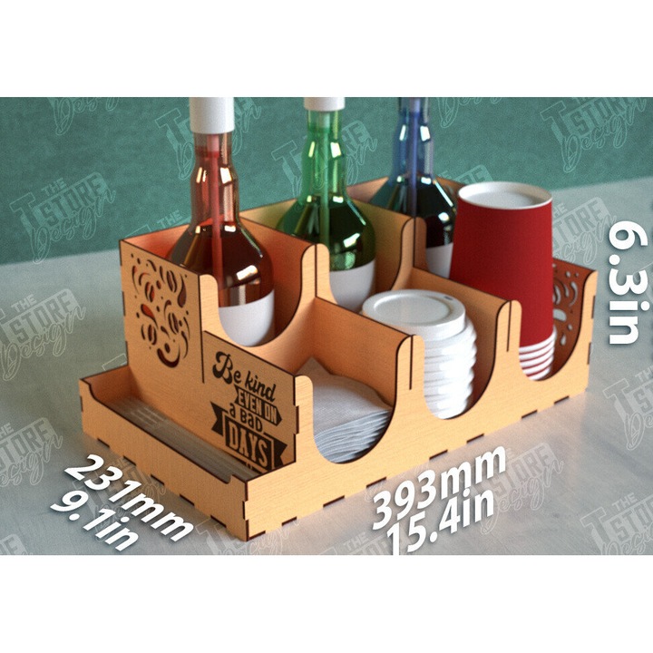 Organizer desktop din plywood, Intrahome, 20x20cm, ideal pentru DIY, 3mm-4mm