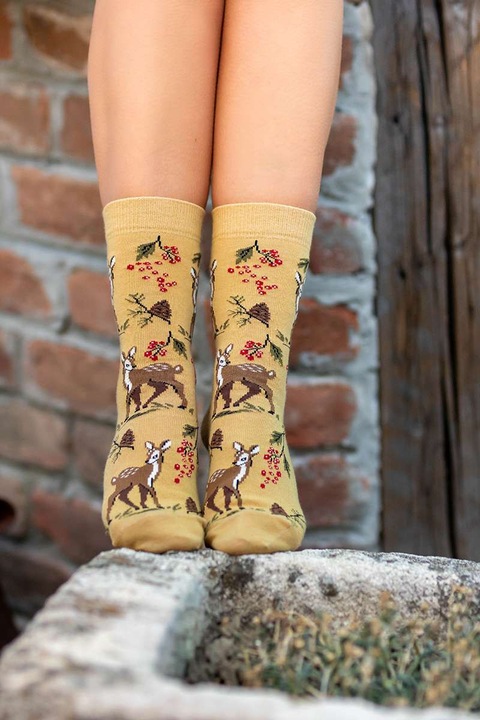 Sosete din bumbac Povesti de Toamna Caprioara, 43-46 EU, Galben