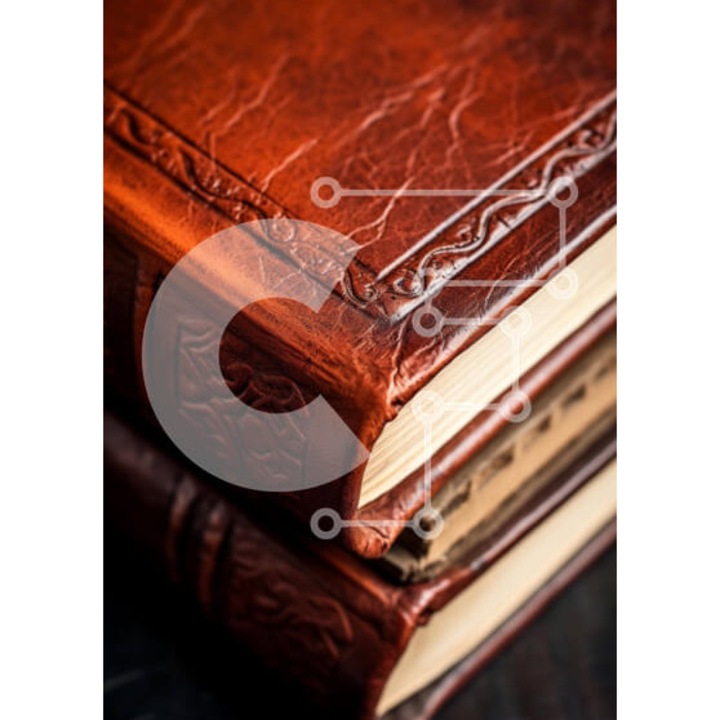 Puzzle Intrahome, set 25 piese, imagine vintage cu carti de piele, 10x10cm, cutie din lemn wenge