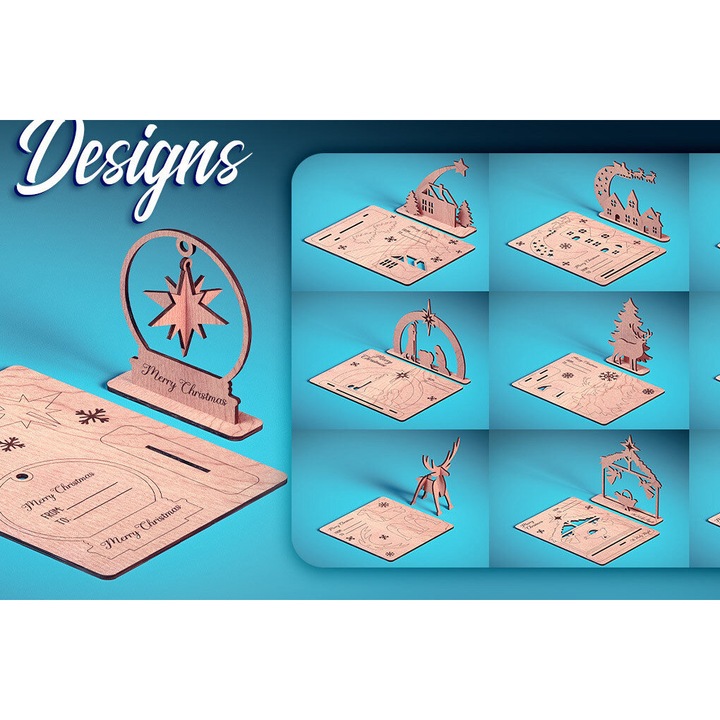 Felicitari, Intrahome, Hartie de Craciun taiata cu laser, 3mm-4mm, 15x15cm