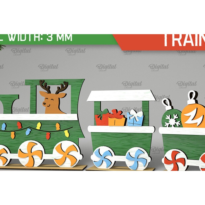 Figurina decorativa Craciun, Intrahome, plansa taiata cu laser din lemn, 3mm-4mm, 15x15cm