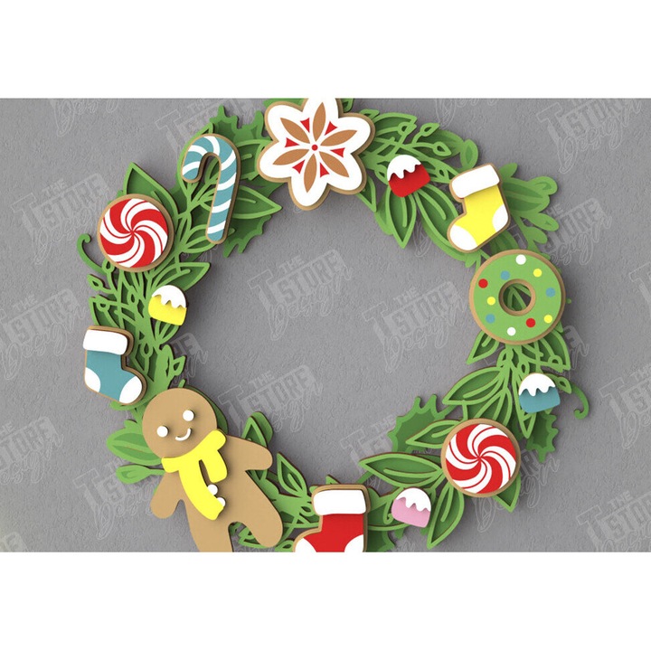 Stefa de Craciun din lemn, Intrahome, 3mm-4mm, 15x15cm, pentru decoratiuni si proiecte DIY