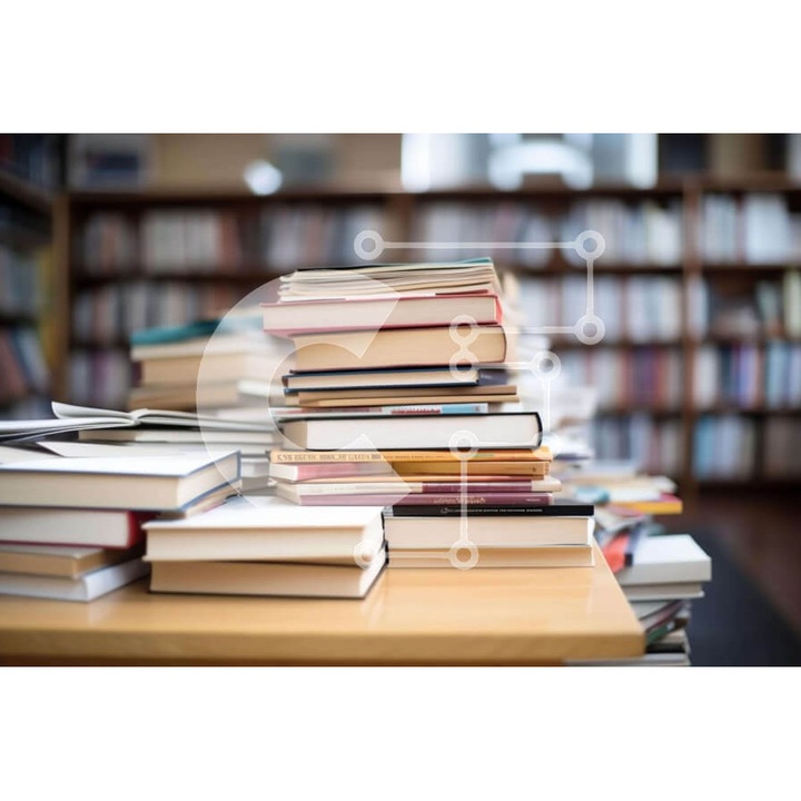 Puzzle din lemn Intrahome, 10x10 cm, 25 piese, imagine cu biblioteca, cutie din lemn wenge