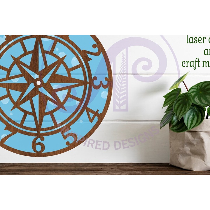 Ceasuri decorative, Intrahome, Roloi toichou Compass Cut Laser Files, 3mm-4mm, 30x20cm