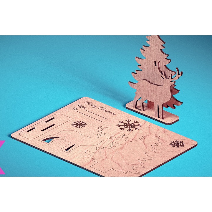 Felicitare din lemn taiat cu laser, Intrahome, 15x15 cm, 3mm-4mm, ideala pentru decoratiuni si proiecte DIY