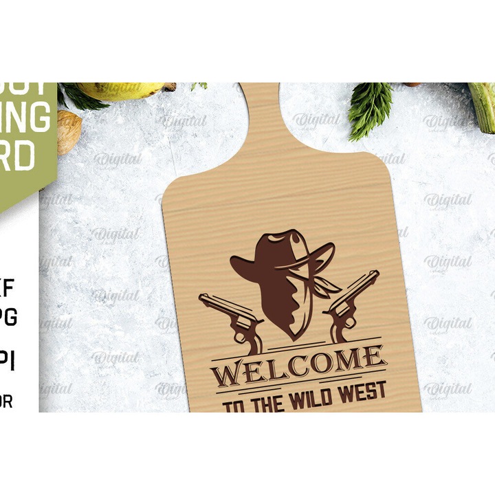 Tocator de bucatarie, Intrahome, Cowboy, 3mm-4mm, 30x20cm, taiat cu laser