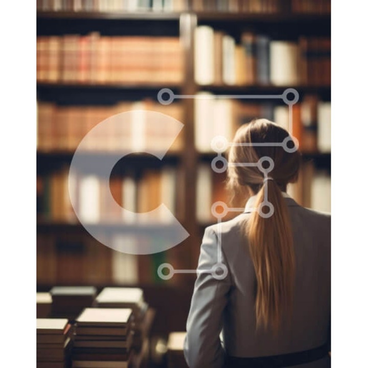 Puzzle din lemn Intrahome - Gynika in raphia bibliotecii, 10x10 cm, 25 piese, cutie din lemn wenge