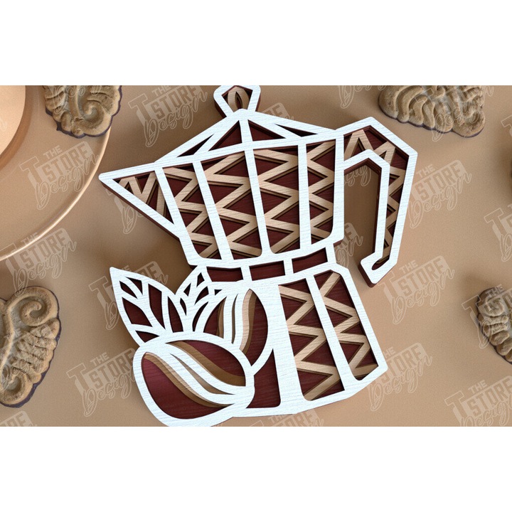 Placa lemn, Kaphe Mandala, Protypo 3D, 30x30cm, wenge, 3mm-4mm