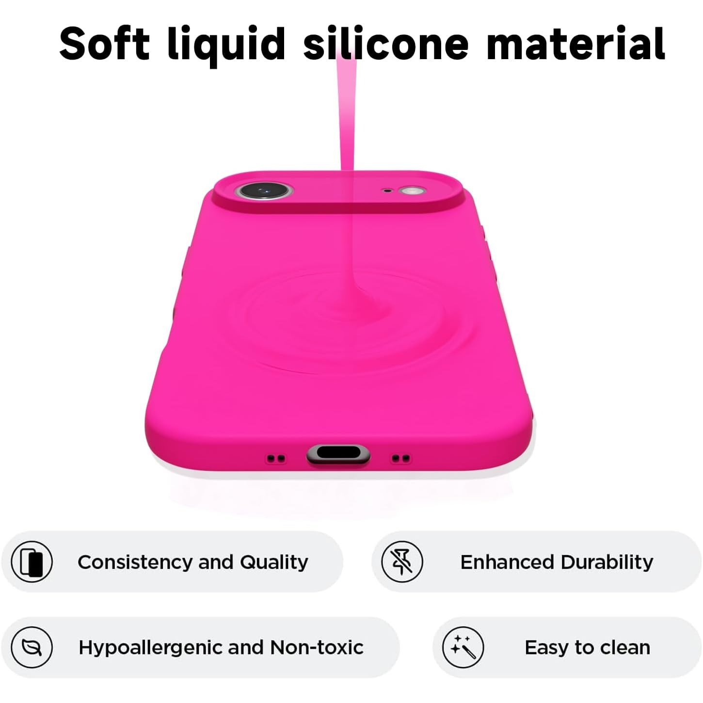 Husa Soft Touch, slim, ALC Mobile, anti soc, compatibila cu IPhone 17 Air, Roz Aprins Tpu