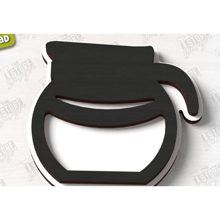 Semn de cafea din lemn taiat cu laser, Intrahome, 30x20 cm, 3mm-4mm, pentru decorare si proiecte DIY