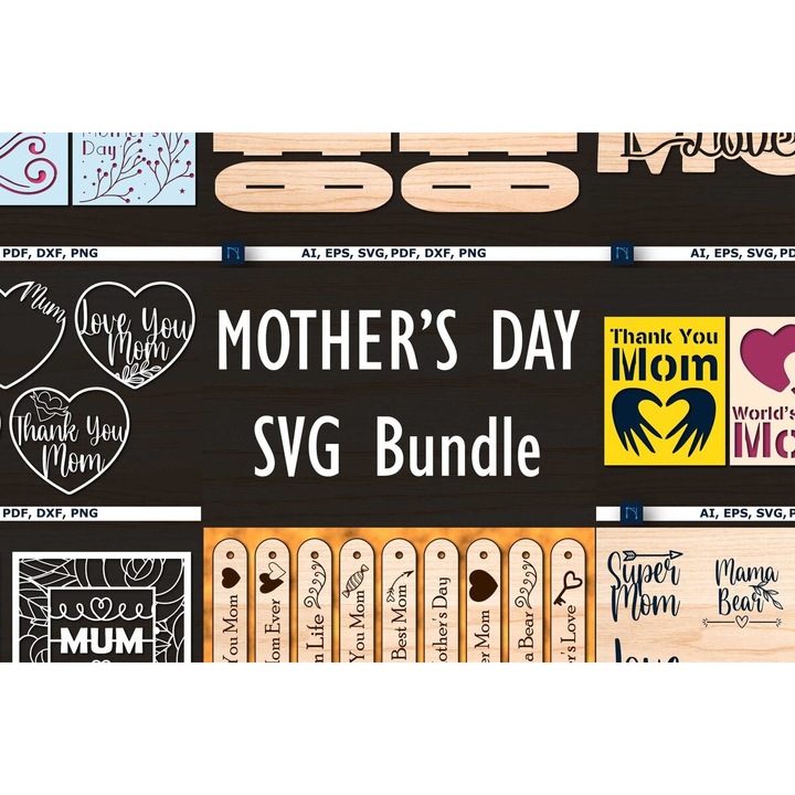 Seturi de artizanat, Intrahome, Paketo Cricut Happy Mother's Day, 3mm-4mm, 20x20cm