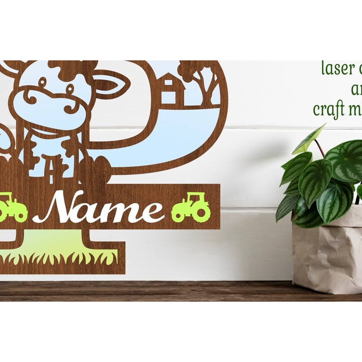 Monograma din lemn, Intrahome, Gramma P, 3mm-4mm, 30x20cm, set decorativ