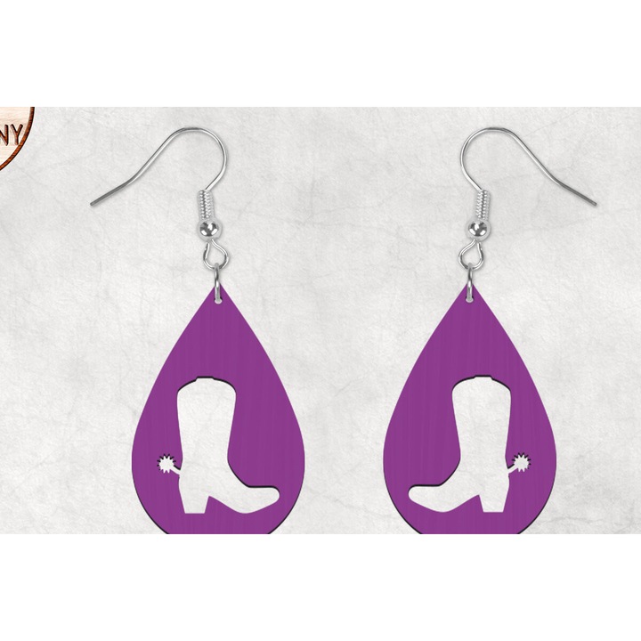 Cizme Cowboy Boho, Intrahome, din plywood 3mm-4mm, ideale pentru proiecte DIY, 3x3 cm