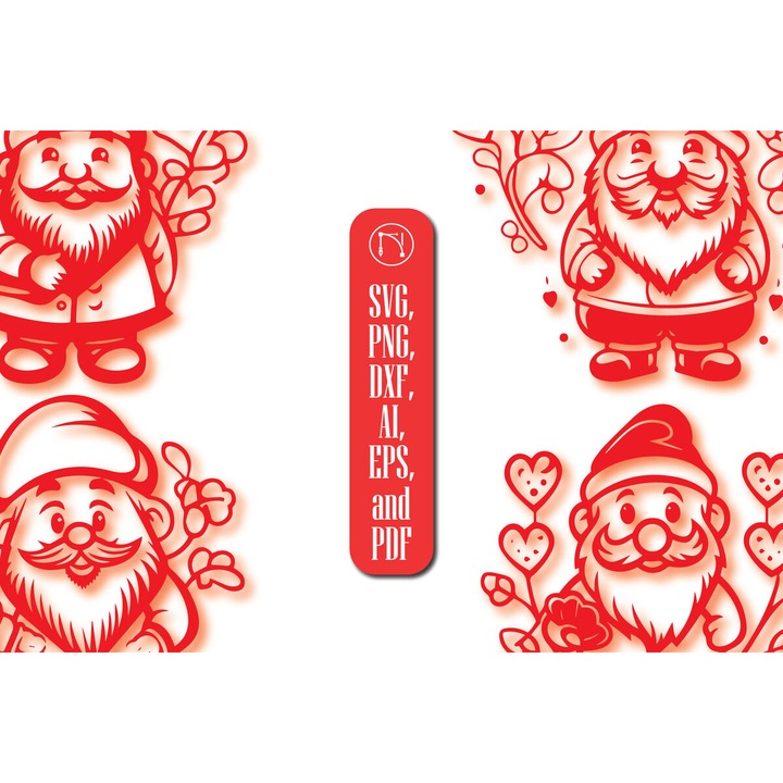 Seturi de artizanat, Paketo Cricut Valentine Gnome, plywood 3mm-4mm, 4x4 cm