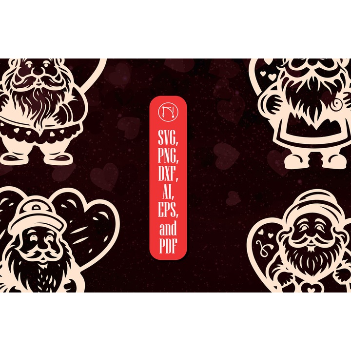 Seturi de artizanat, Paketo Cricut Valentine Gnome, plywood 3mm-4mm, 4x4cm