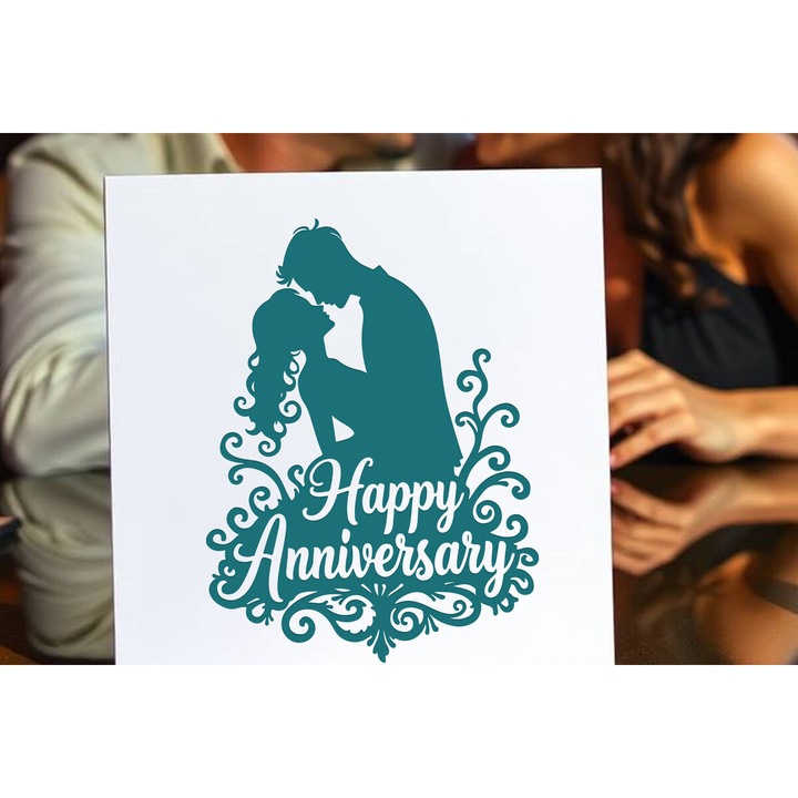 Felicitare aniversara, Intrahome, din lemn placaj 3mm-4mm, 20x20 cm