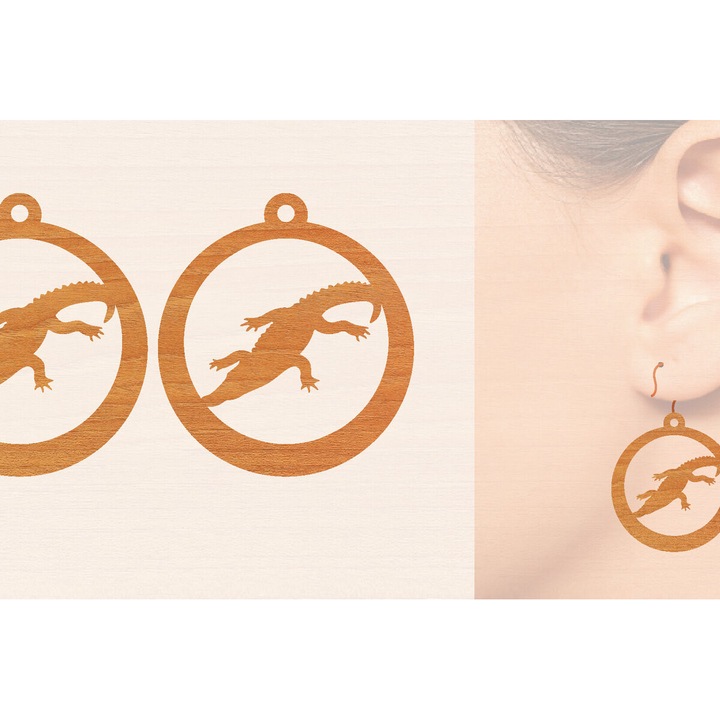 Cercei din lemn de placaj, Intrahome, 3x3cm, set de 2, natural