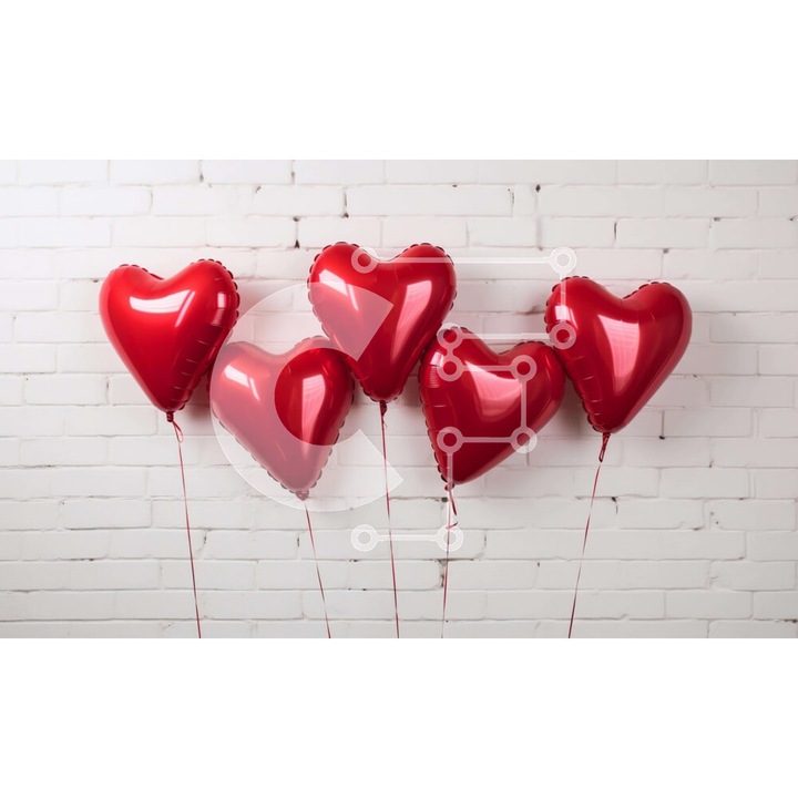 Puzzle din lemn Intrahome, 10x10 cm, 25 piese, inimioare rosii pe fundal alb, cutie din lemn wenge