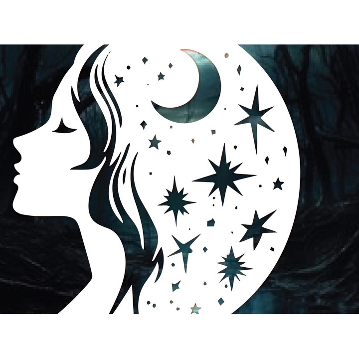 Set de artizanat, Intrahome, Cricut Mystical Moon Girl Cut, 3mm-4mm, 20x20cm