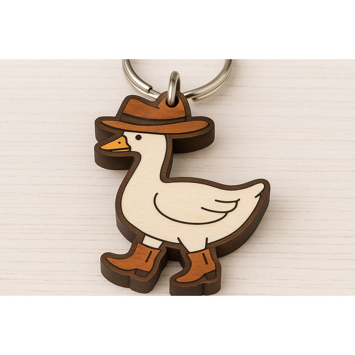 Set de artizanat, Intrahome, plywood 3mm-4mm, 4x4cm, cu mprelok Cowboy Goose