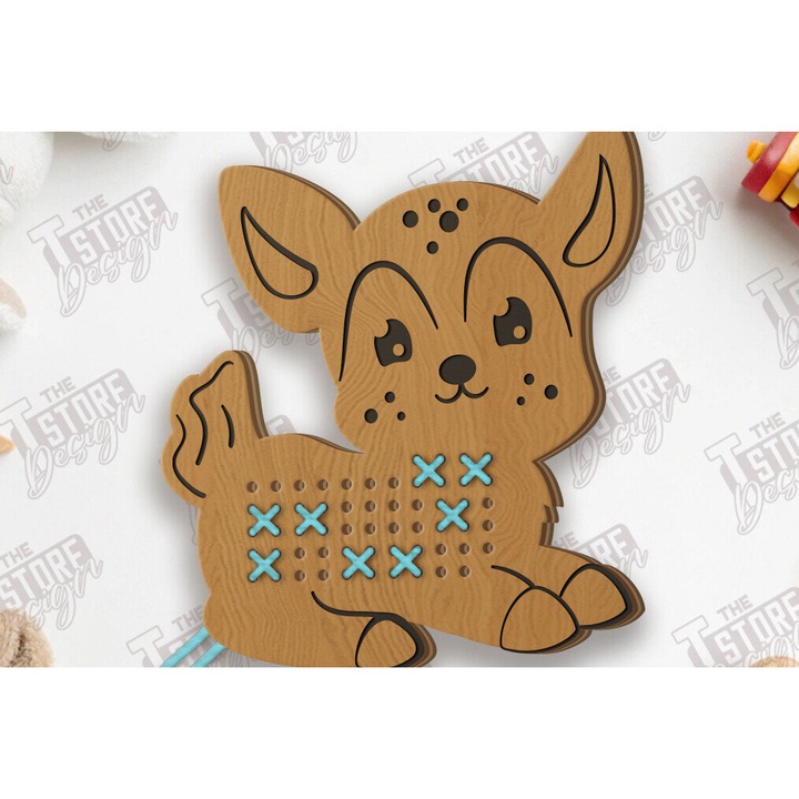 Decupaj laser cerb broderie, Intrahome, 3mm-4mm, 15x15cm, set jocuri educative