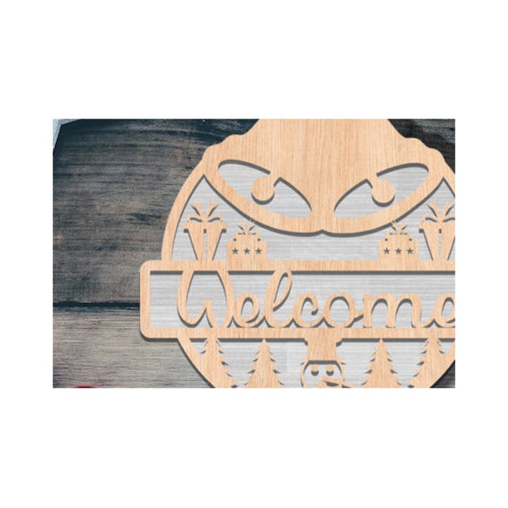 Placa decorativa de Craciun din lemn plywood 3mm-4mm, Intrahome, 15x15 cm