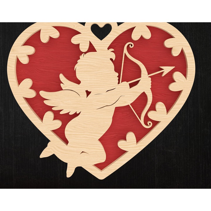 Set accesorii decorative, Schedio Eros Kardia Valentine, plywood 3mm-4mm, 6x6cm, fabricat in Grecia