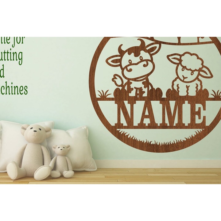 Semn de nume din lemn, Intrahome, 3mm-4mm, 30x20cm, ideal pentru decorare si proiecte DIY