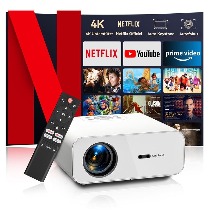 Zoomcat 4K projektor, 28000 lumen, Wifi, Bluetooth 5.2