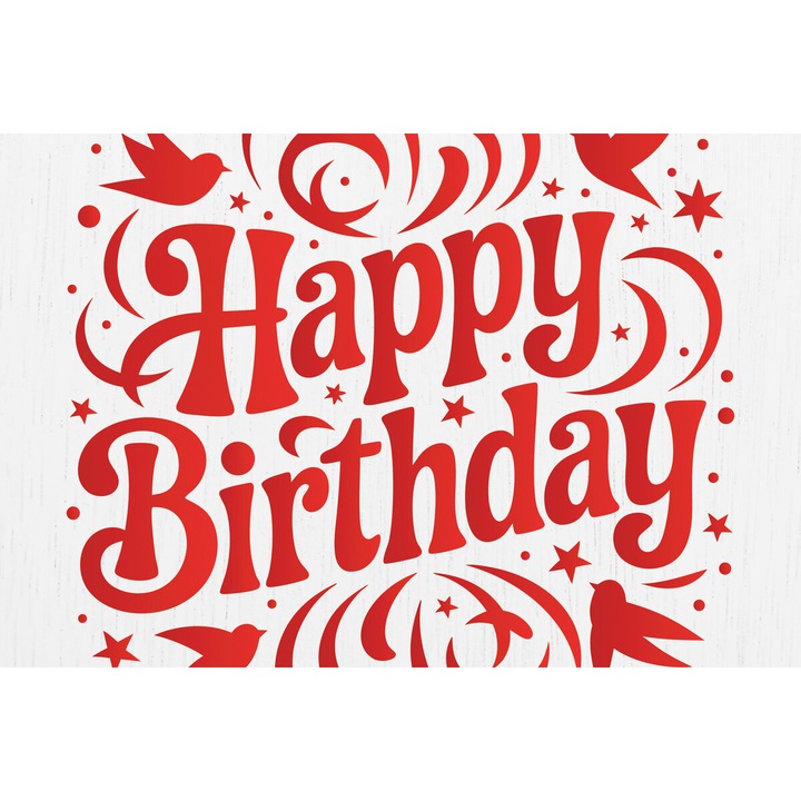 Felicitare Cricut Happy Birthday, Intrahome, din plywood 3mm-4mm, 20x20 cm