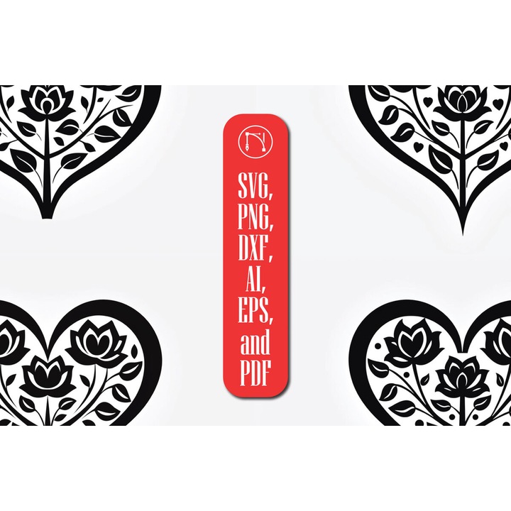 Seturi de artizanat, Paketo Cricut Valentine Floral Heart, Plywood 3mm-4mm, 4x4cm