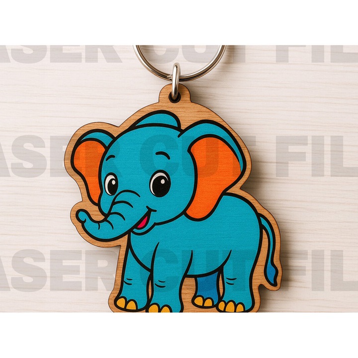 Breloc cu elefant, Intrahome, din lemn de placaj 3mm-4mm, 4x4 cm, fabricat in Grecia