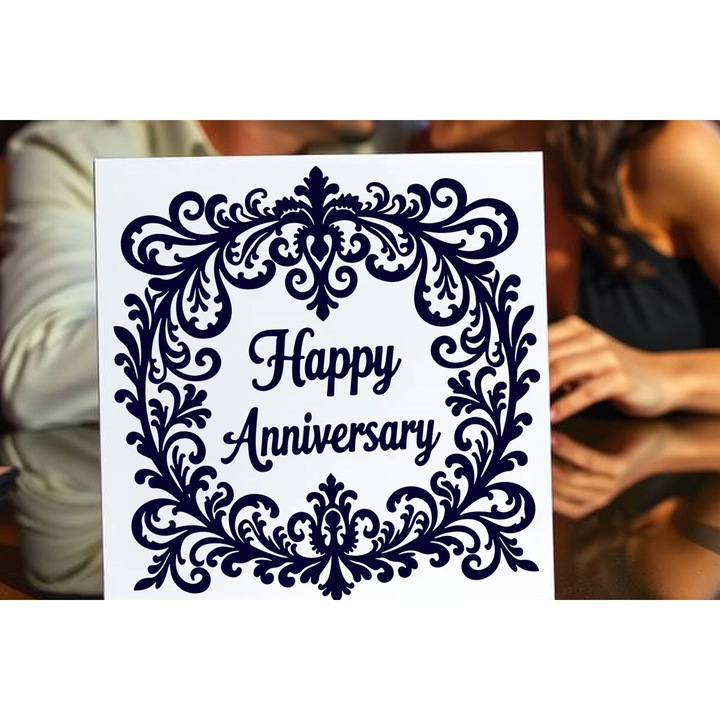 Felicitare aniversara, Intrahome, din lemn placaj 3mm-4mm, 20x20 cm, pentru proiecte DIY